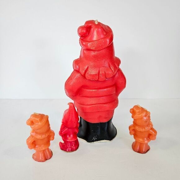 Set of 4 Vintage Hand Dipped Gurley & Suni Santa Elf Novelty Holiday Candles - Picture 8 of 11